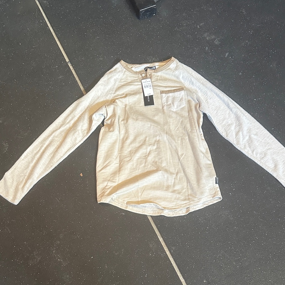 Ocean Current Light Tan Henley Shirt